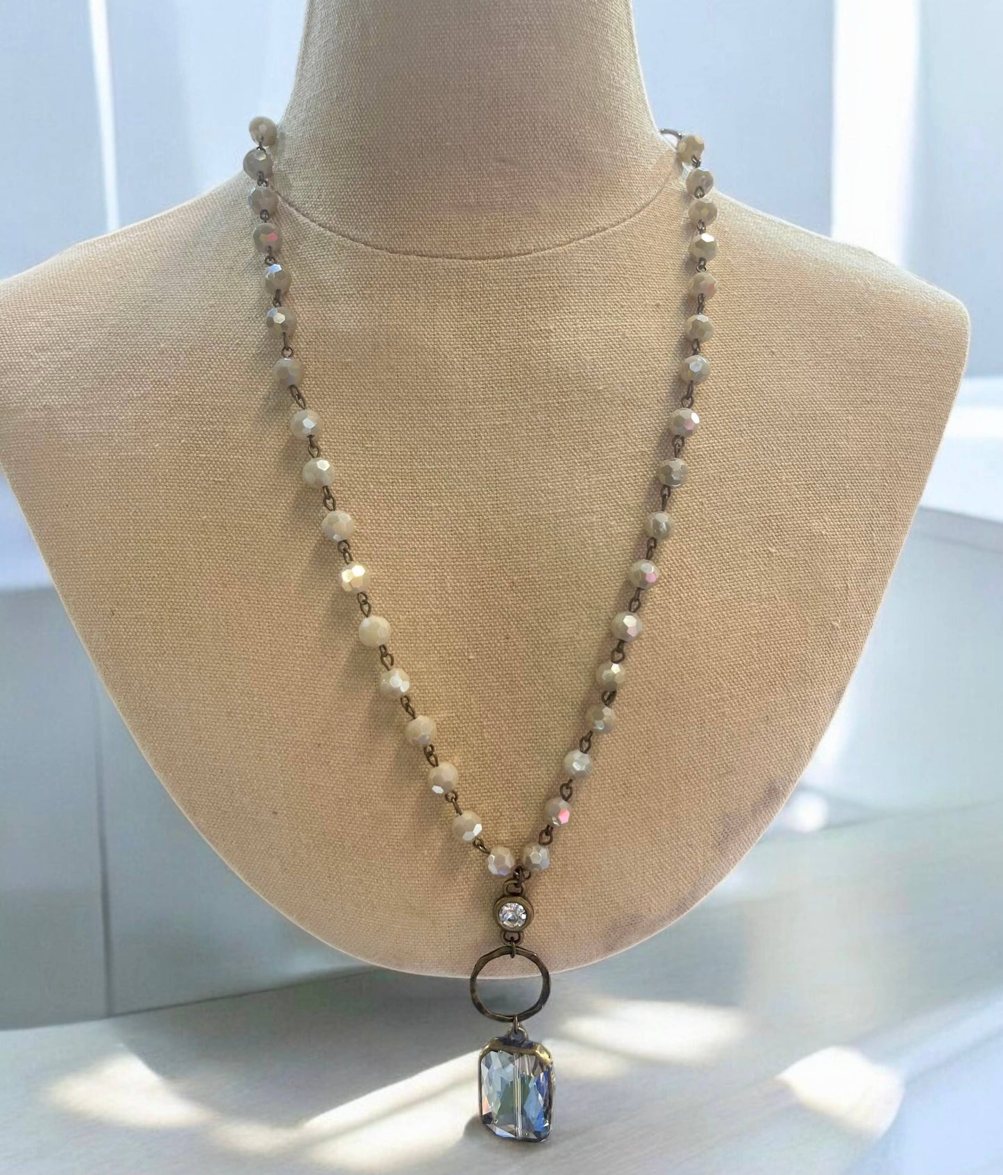 Handmade Crystal Ivory Necklace