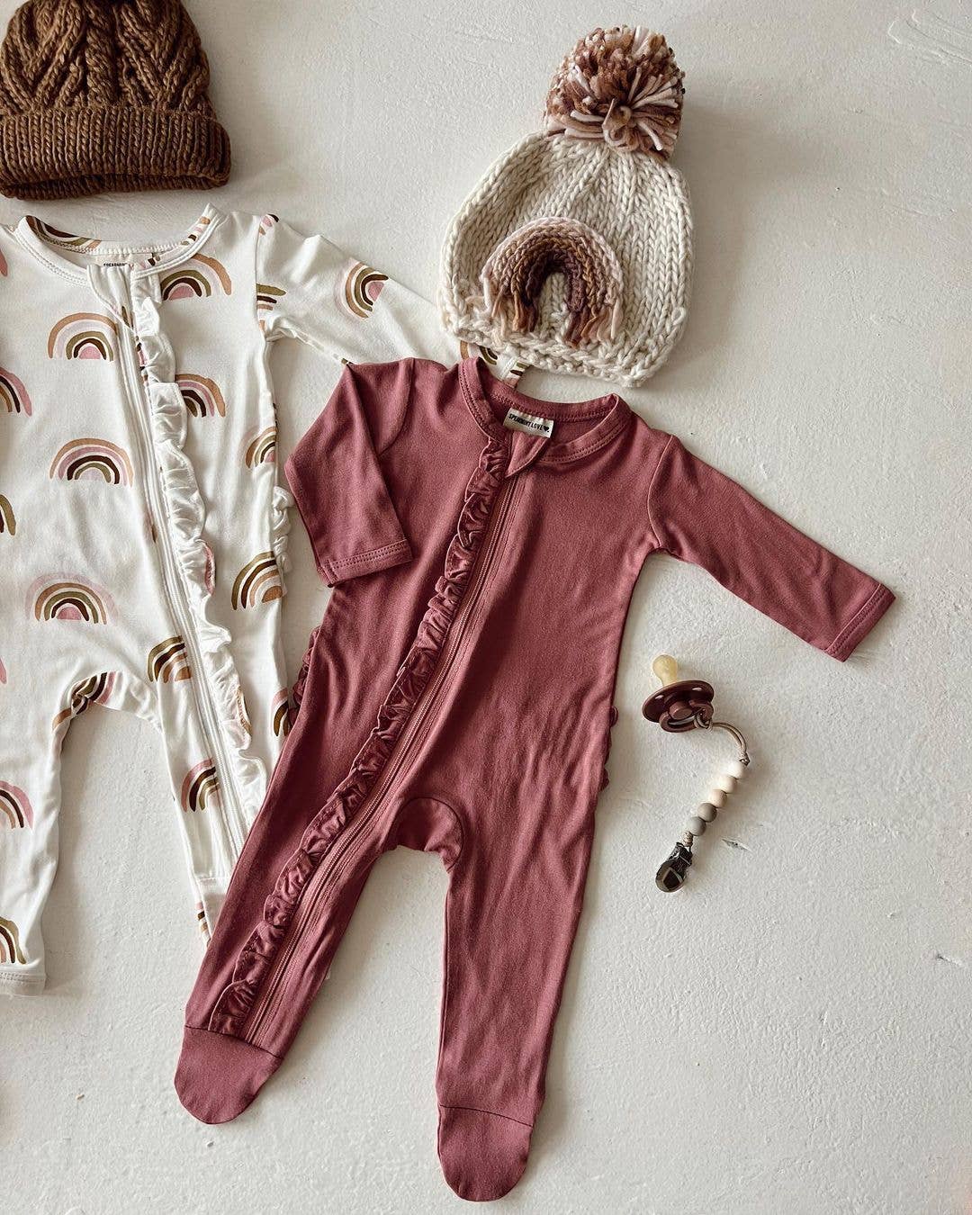 Mauve Rainbow Knit Beanie Hat Baby & Kids: L (2-6 years)