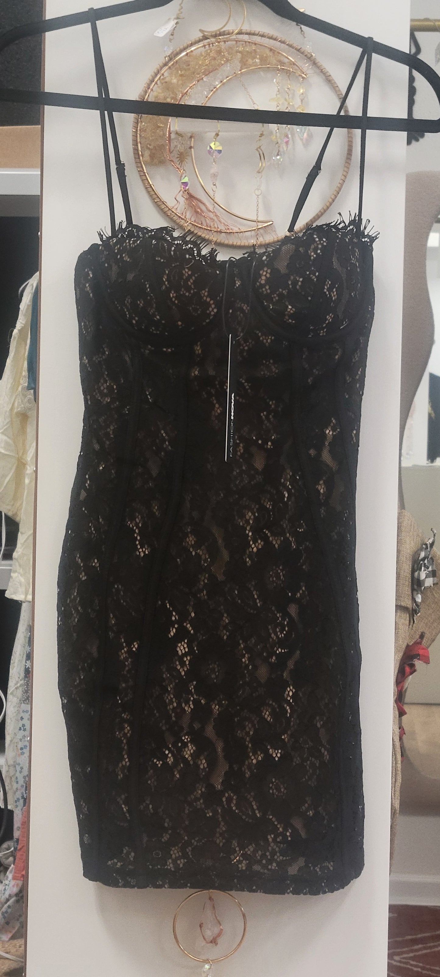 All in Love Lace Mini Dress -Black