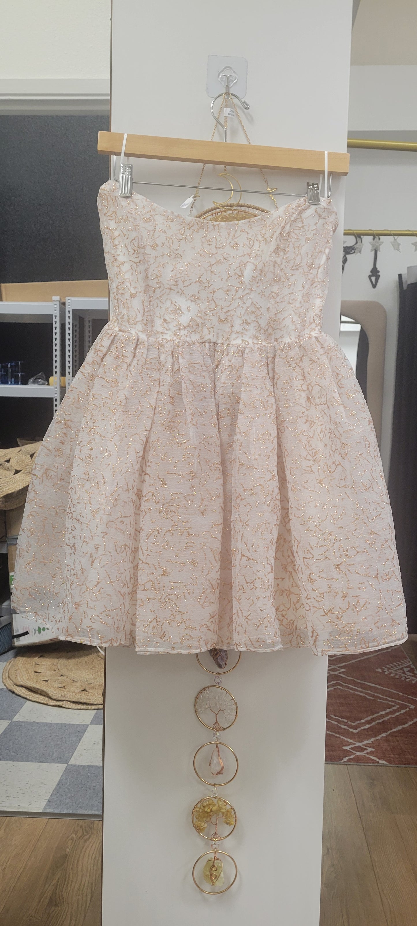Wish Upon A Star Tulle Mini Dress -White/Gold