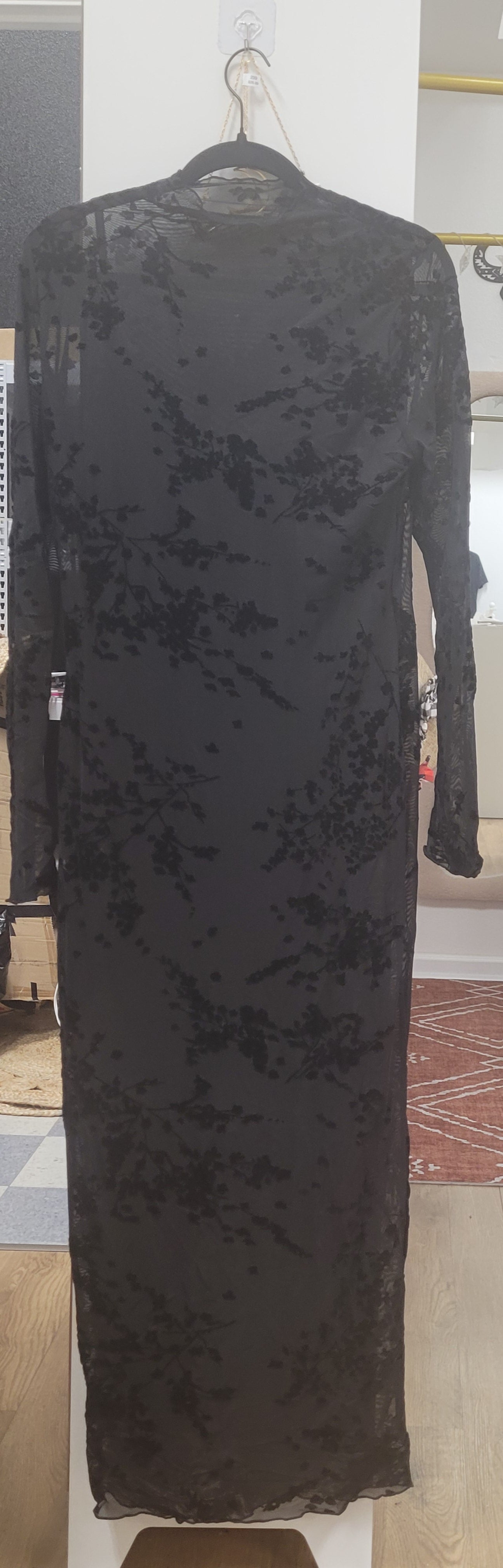In Full Bloom Mesh Maxi Dress -Black