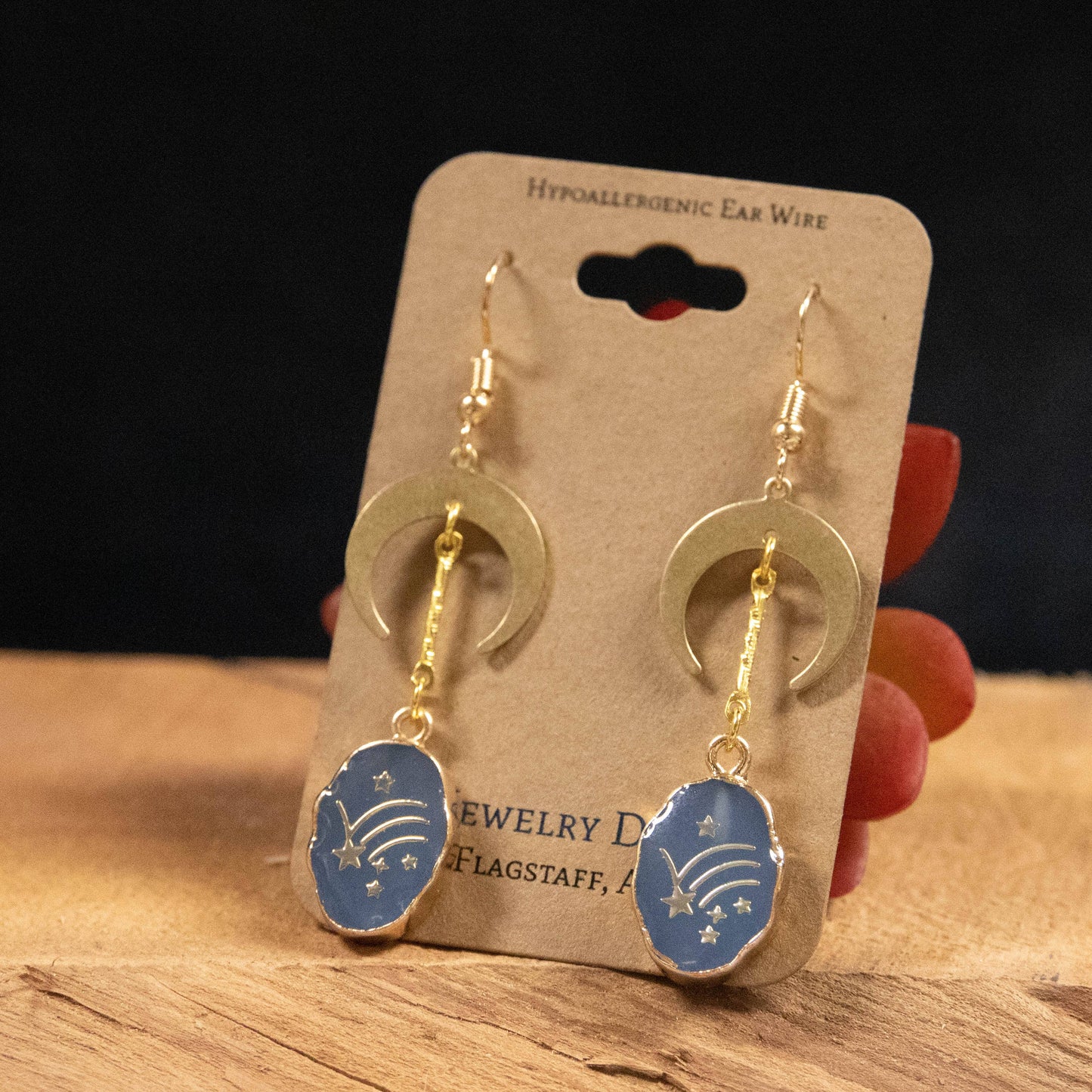 Shooting Star and Moon Resin Earrings