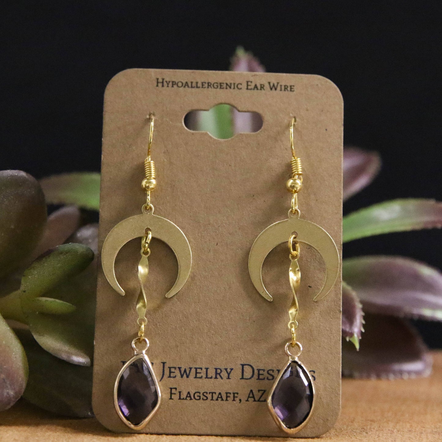 Swirly Crescent Drop Earrings