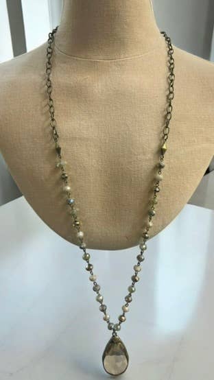 Multicolor Necklace with Medium Teardrop Pendant