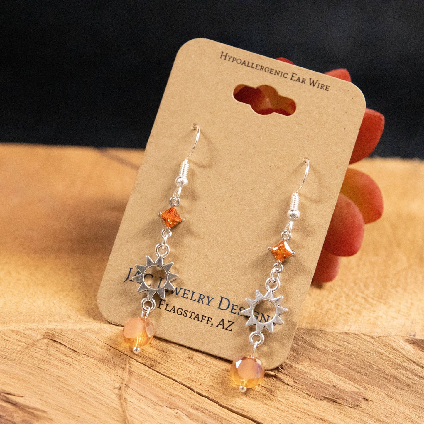 Double Orange Sun Earrings