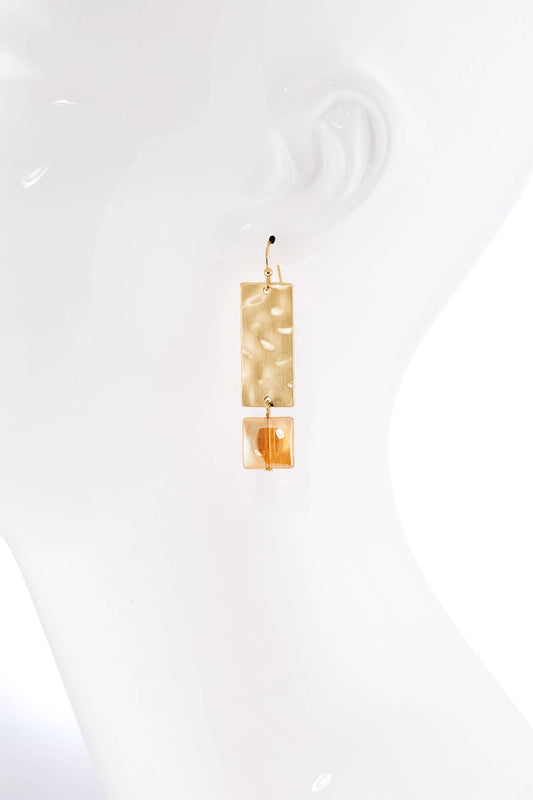 Hammered Texture Drop Rectangle Earring