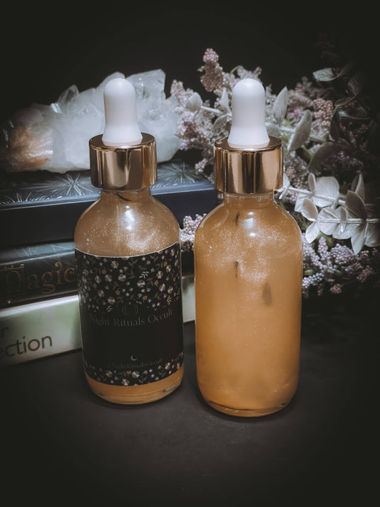 Radiate Me: Shimmering Peony & Lilac Body/ Bath Oil: Moonlight Iridescent