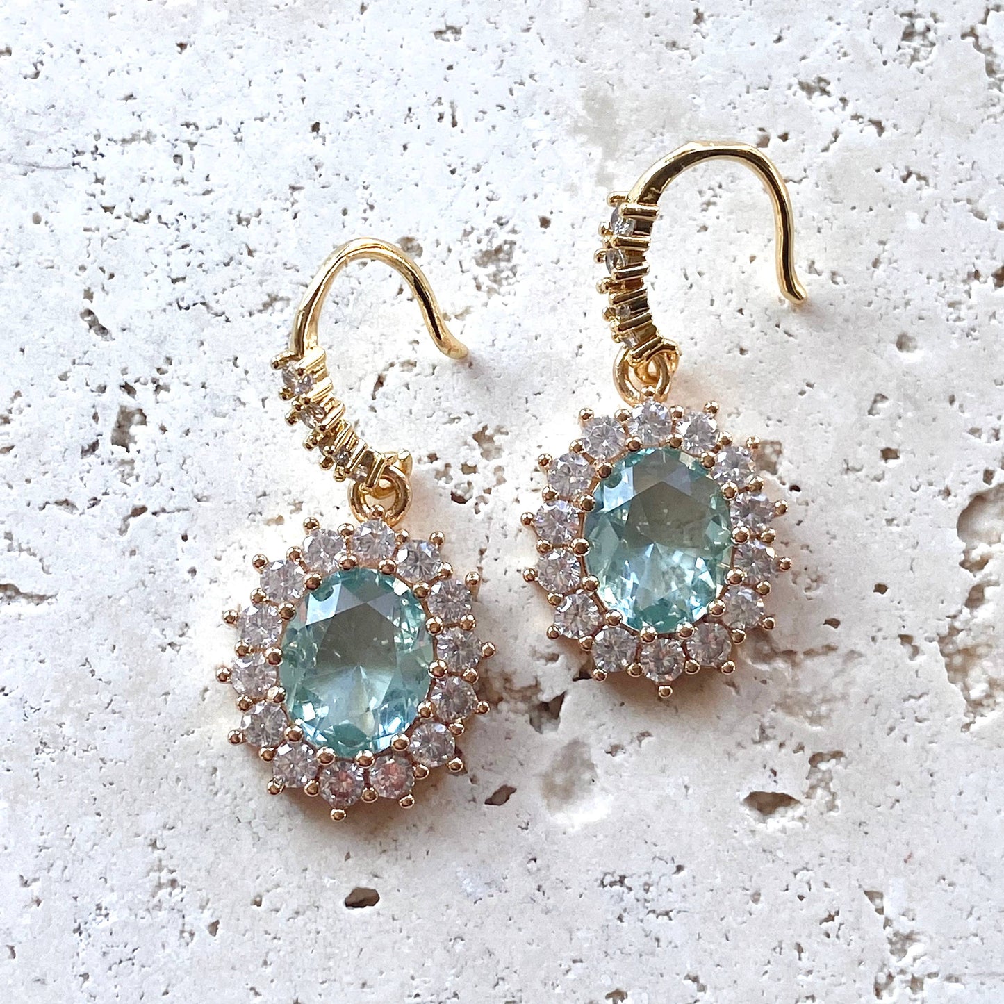 Vintage Style Aqua Crystal Earrings