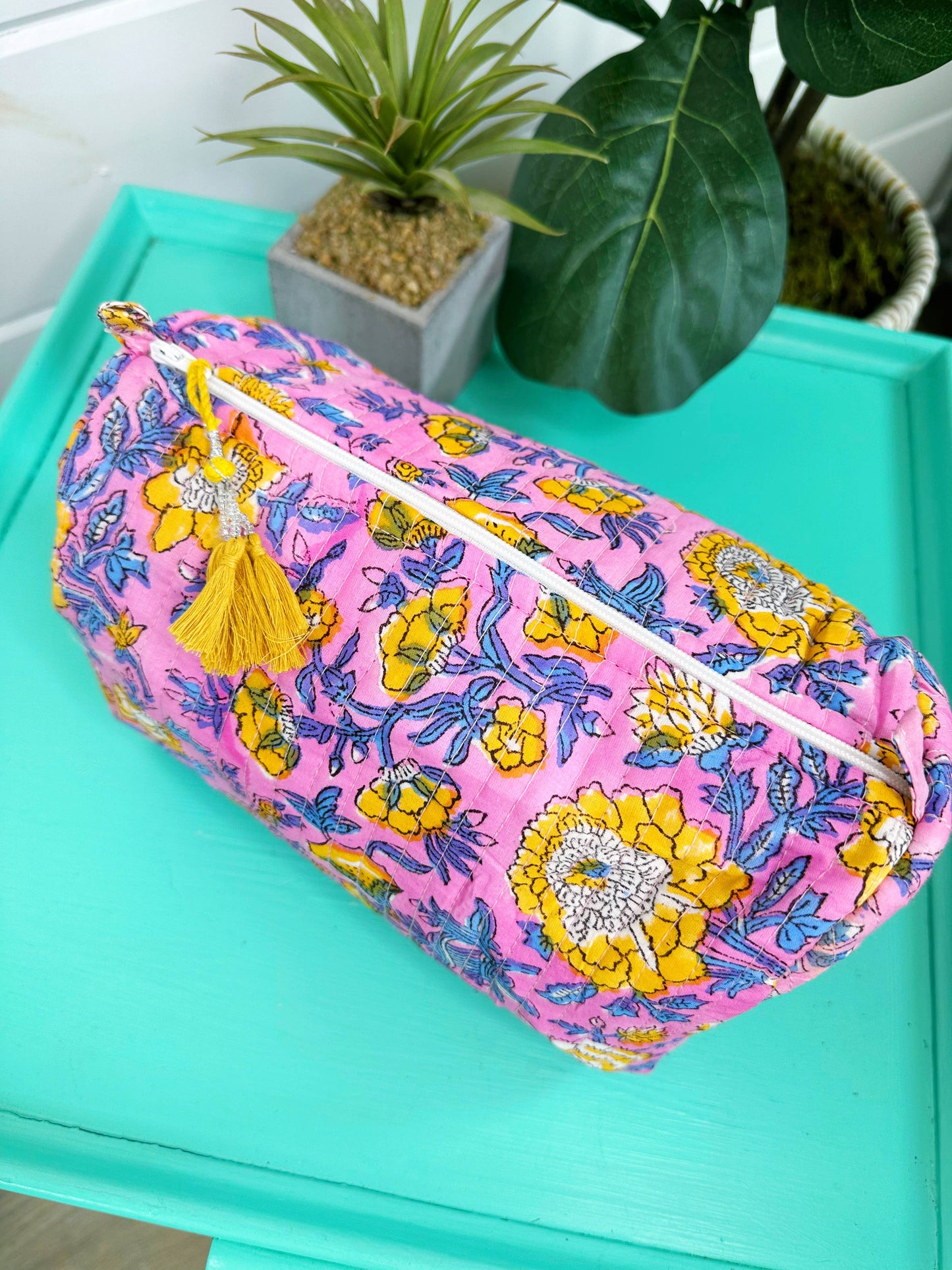 Quilted Makeup Bags | Cosmetic Toiletry Bag | Floral Print