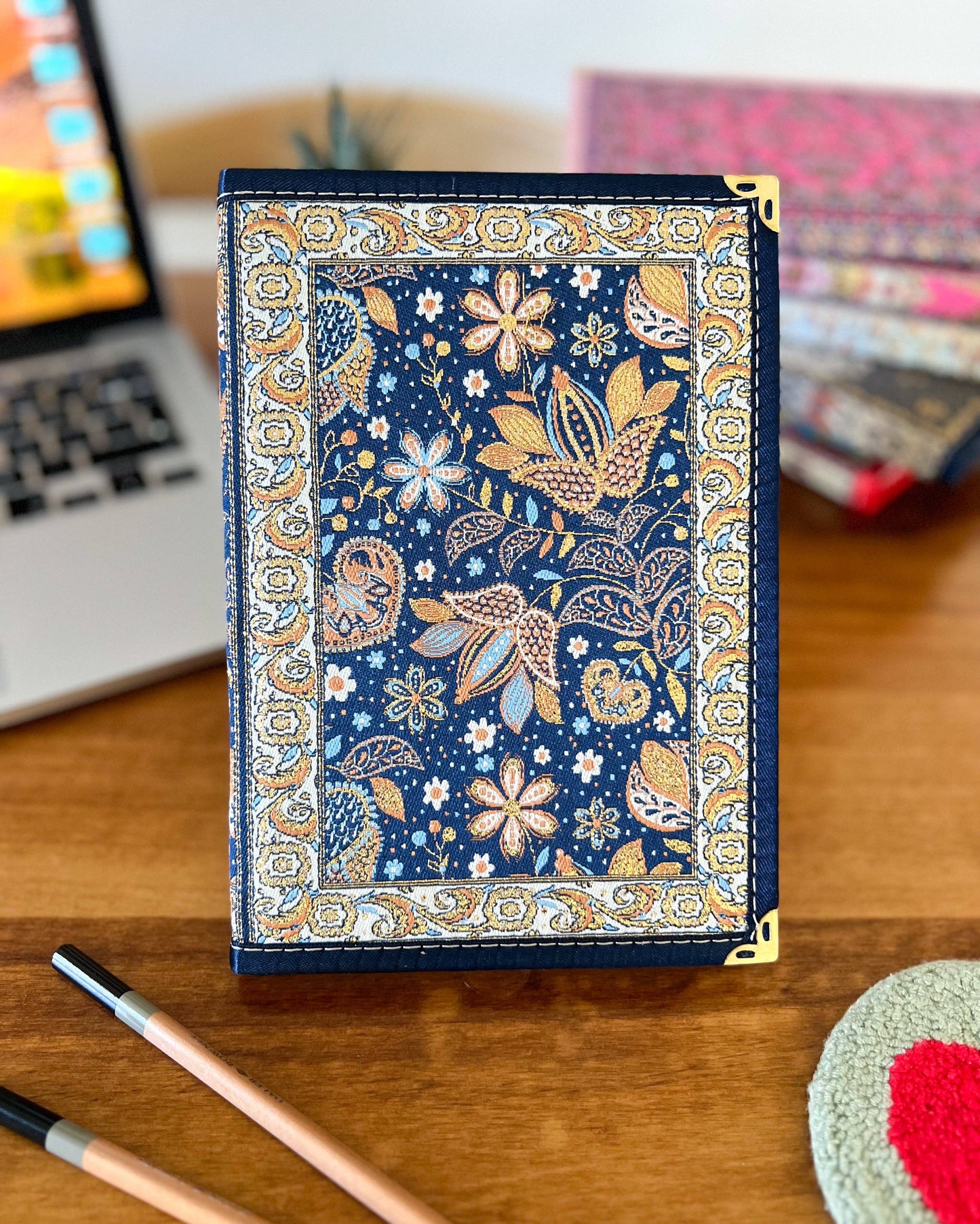 Large Notebook, Blue Floral Journal