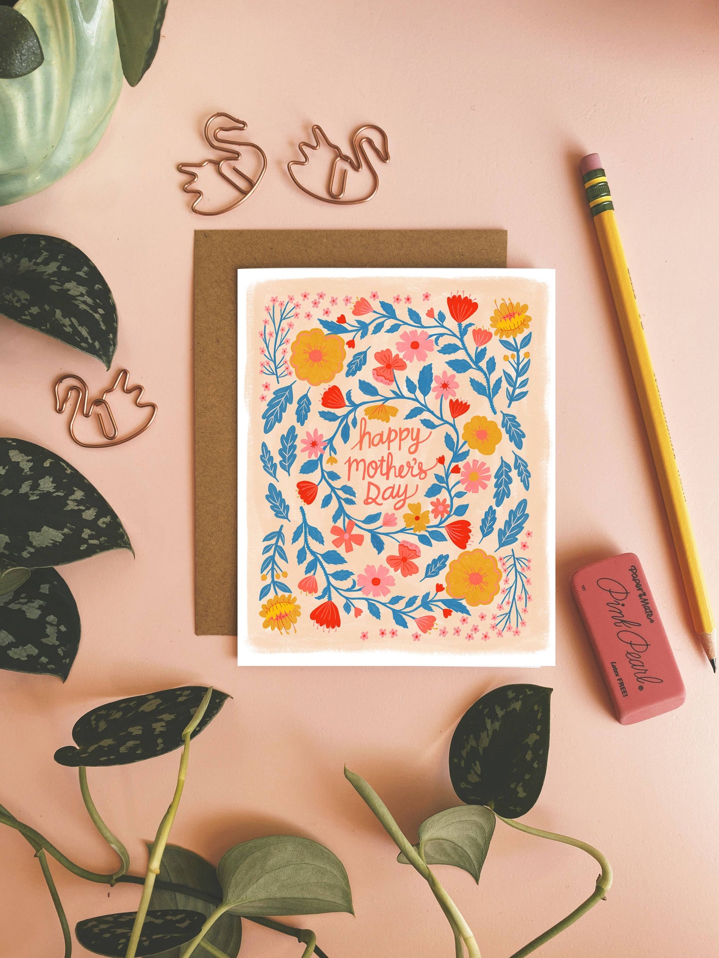 Happy Mother's Day Card, Cards for Mom, Folk Floral