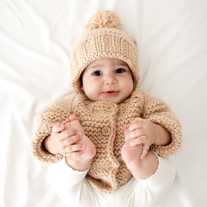 Latte Garter Stitch Cardigan Sweater Baby & Toddler: 18-24 months