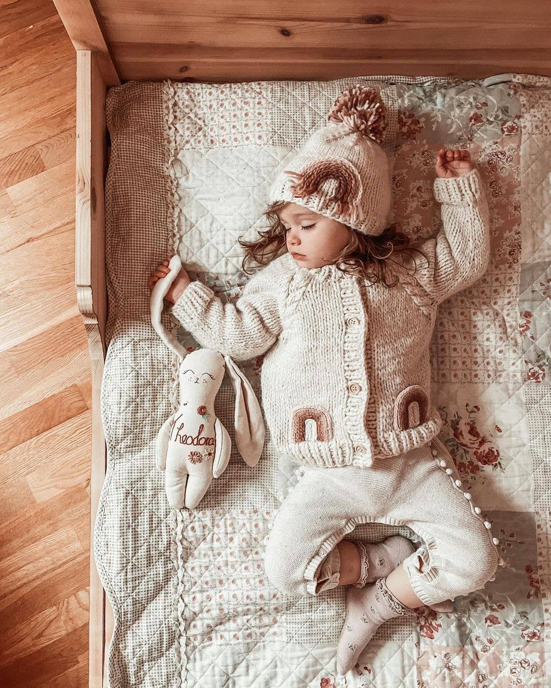 Mauve Rainbow Knit Beanie Hat Baby & Kids: L (2-6 years)