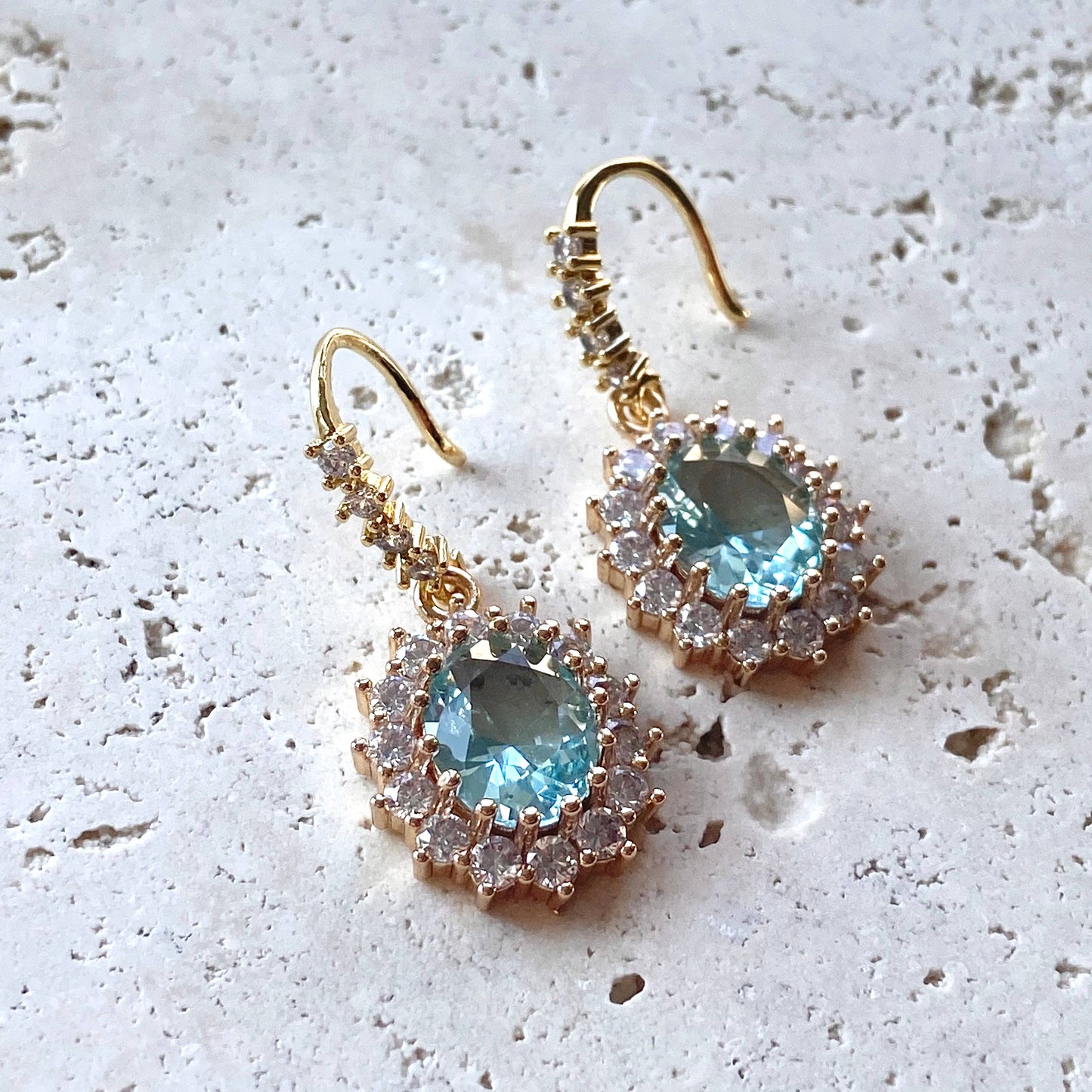 Vintage Style Aqua Crystal Earrings