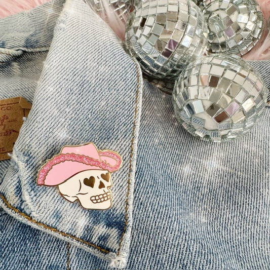 Cowgirl Skull Enamel Pin