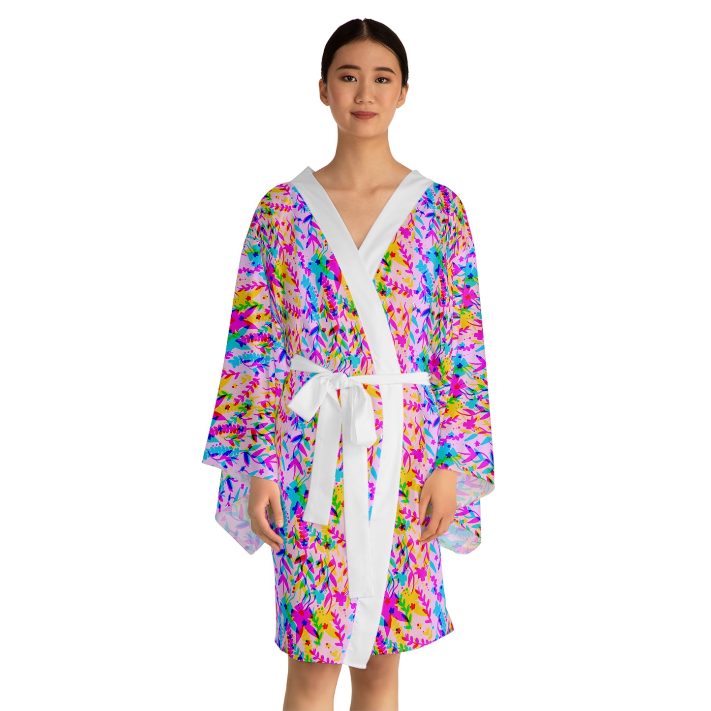 Technicolor Long Sleeve Kimono Robe