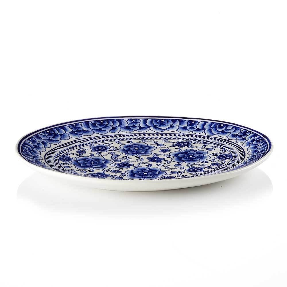 Indigo Bloom Ceramic Platter