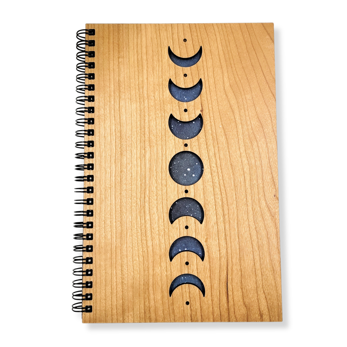 Moon phases wood journal - stationery, journals, notebook: Lined