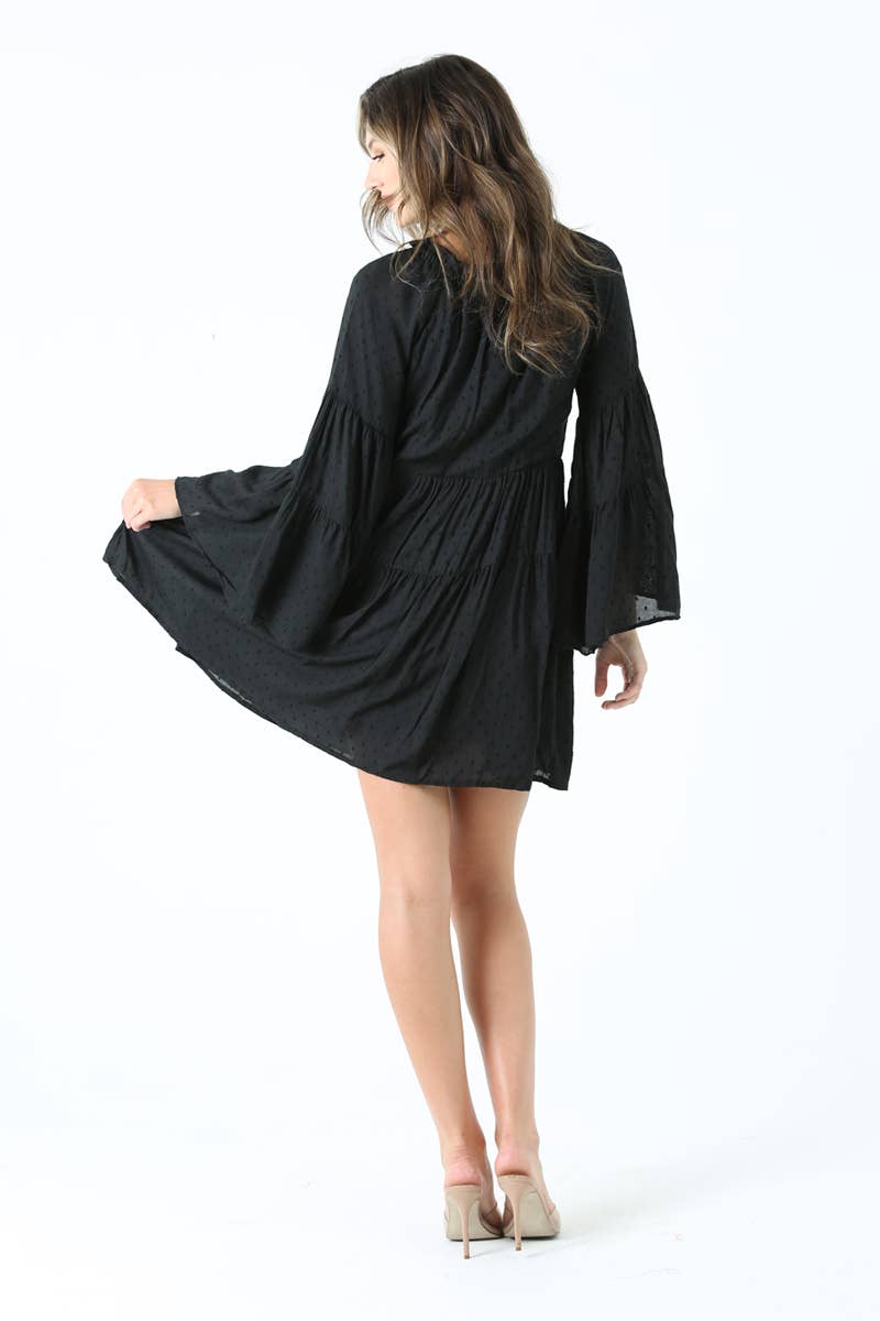 BELL SLEEVE SWISS DOT DRESS