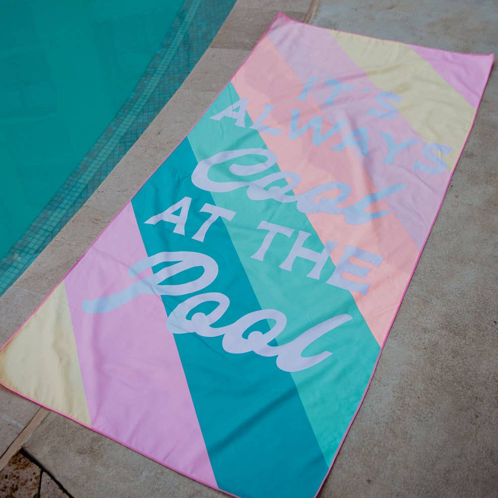 It's Always Cool At The Pool Quick Dry Towel: Pastel Stripes