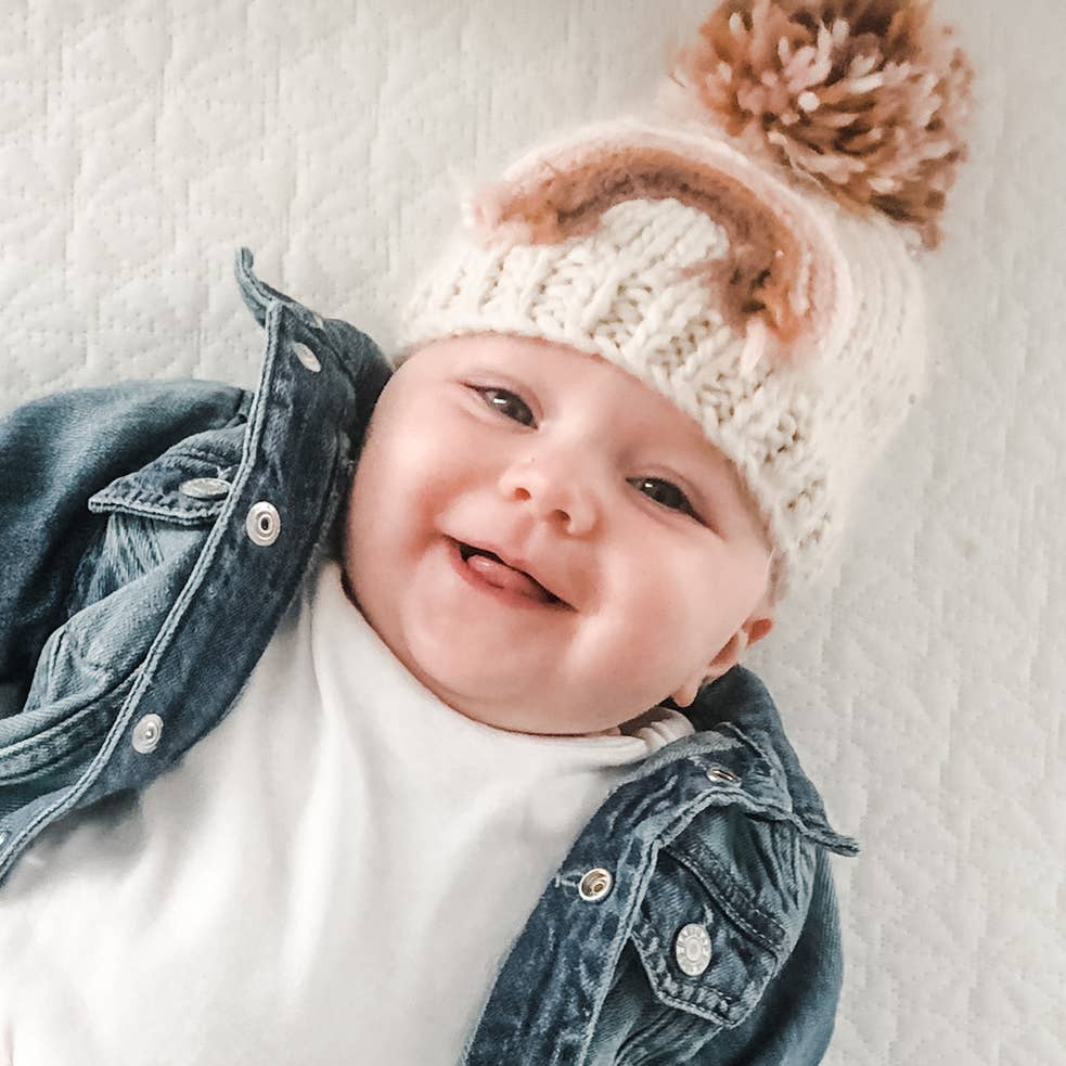 Mauve Rainbow Knit Beanie Hat Baby & Kids: L (2-6 years)