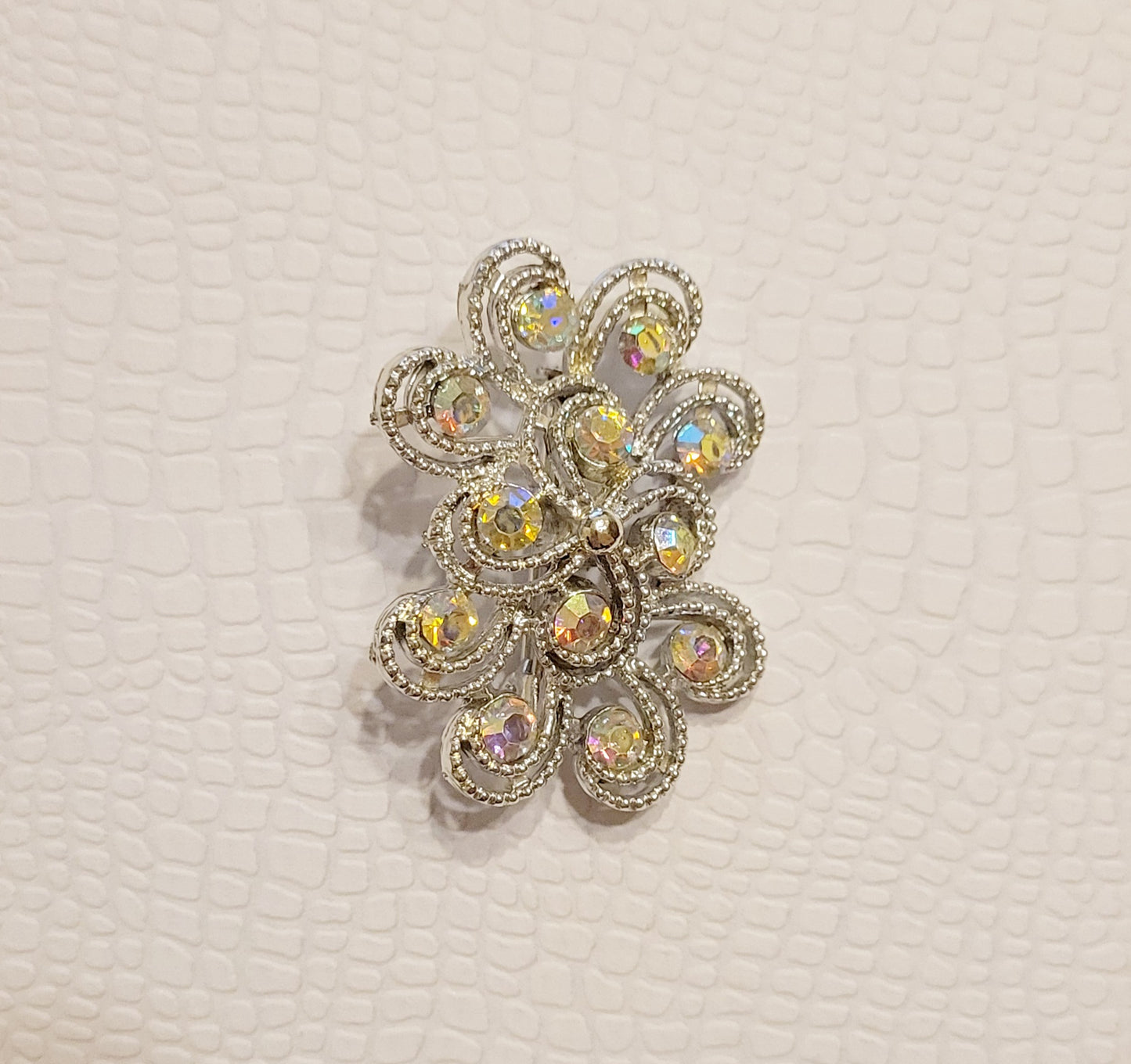 Aurora Borealis Iridescent Rhinestone Vintage Brooch Unbranded