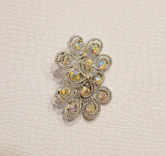 Aurora Borealis Iridescent Rhinestone Vintage Brooch Unbranded