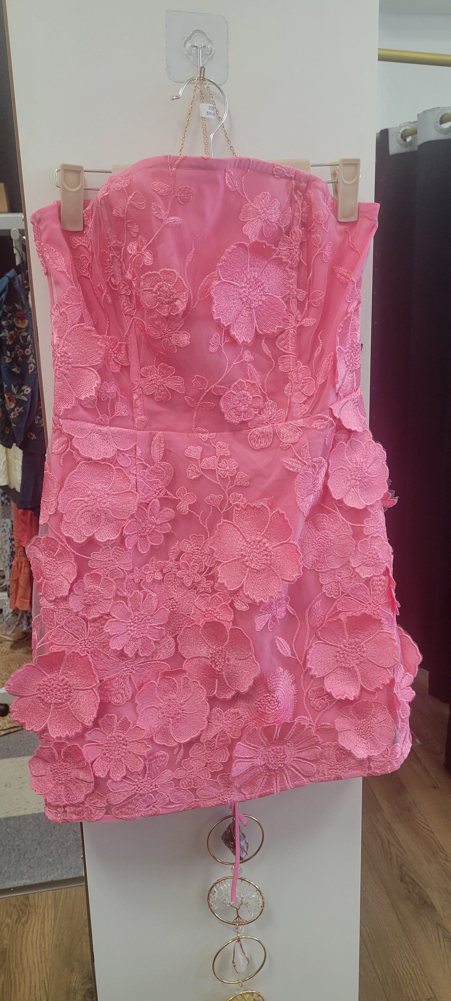 Secret Lover Embroidered Mini Dress -Hot Pink