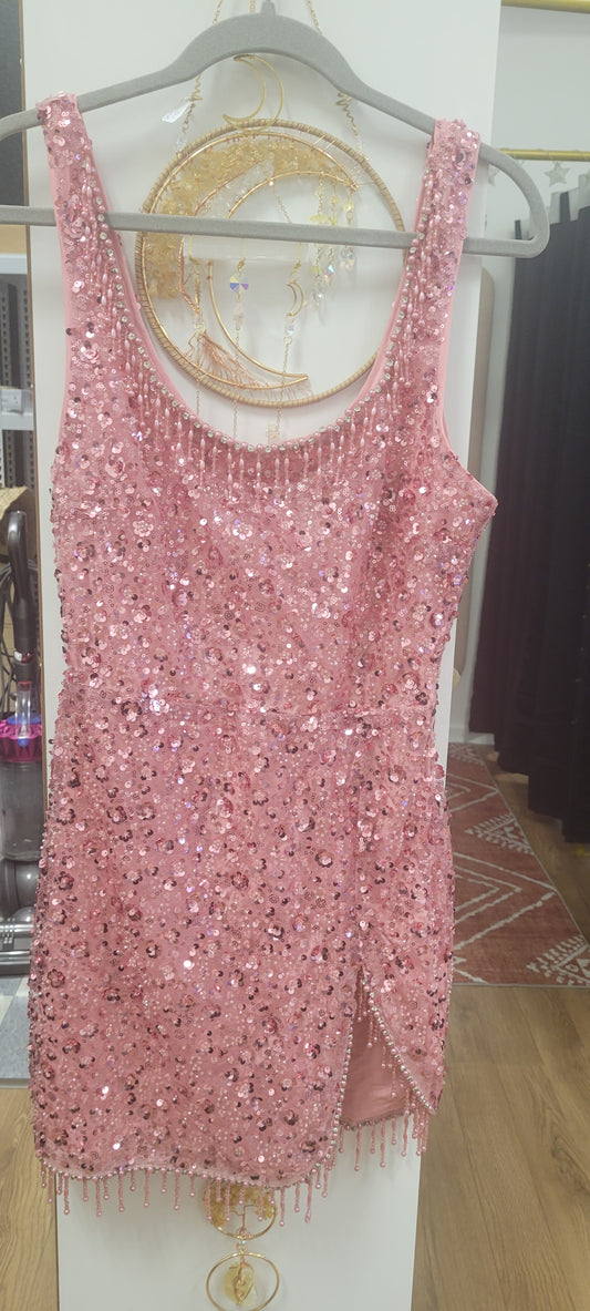Harper Sequin Mini Dress -Mauve