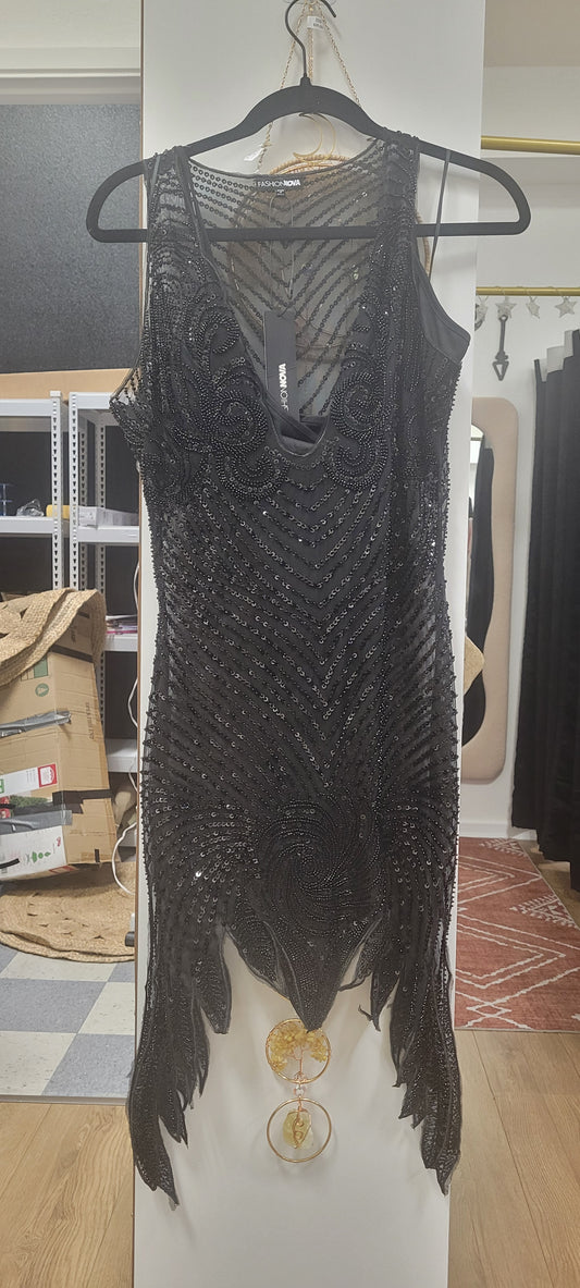 Avery Sequin Mini Dress -Black