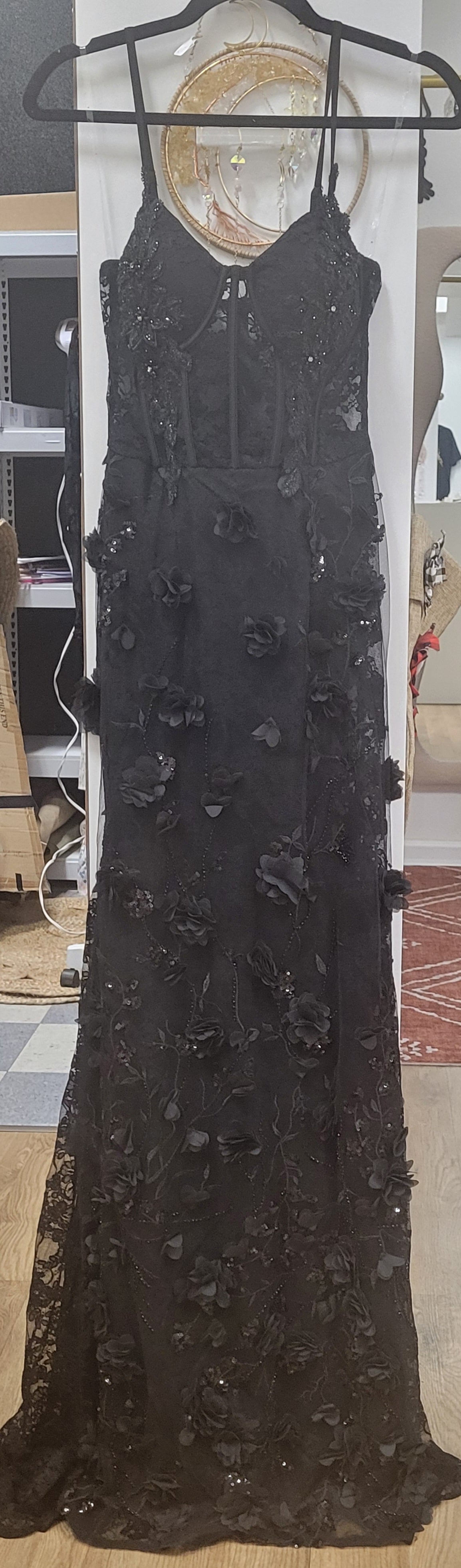 Bridget Sequin Lace Sheer Gown
