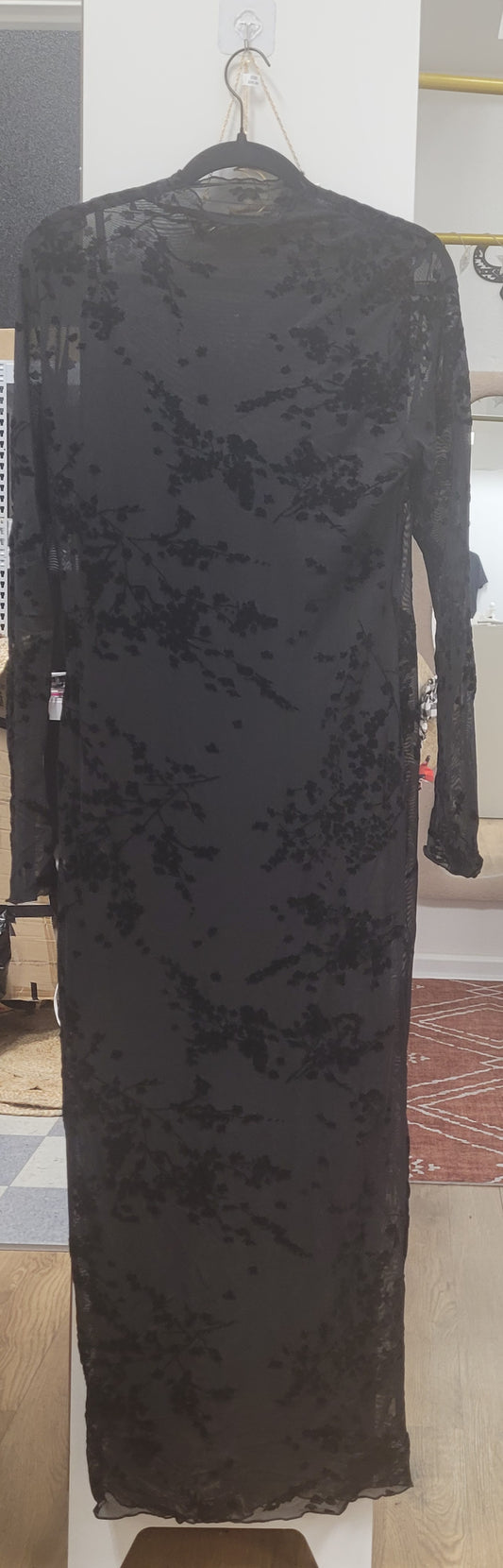 In Full Bloom Mesh Maxi Dress -Black