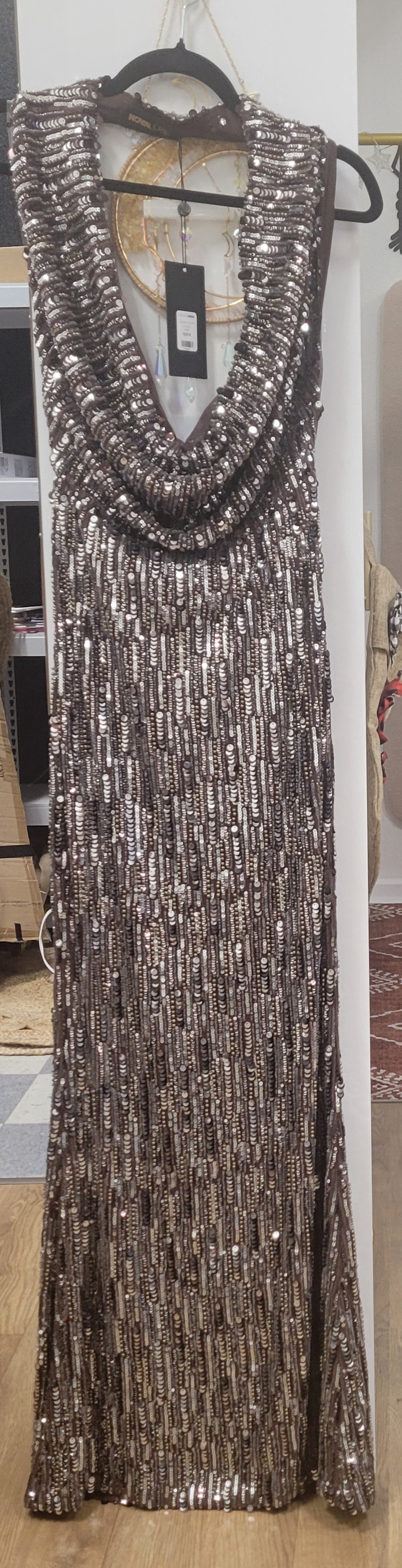 Sonya Sequin Maxi Dress -Brown