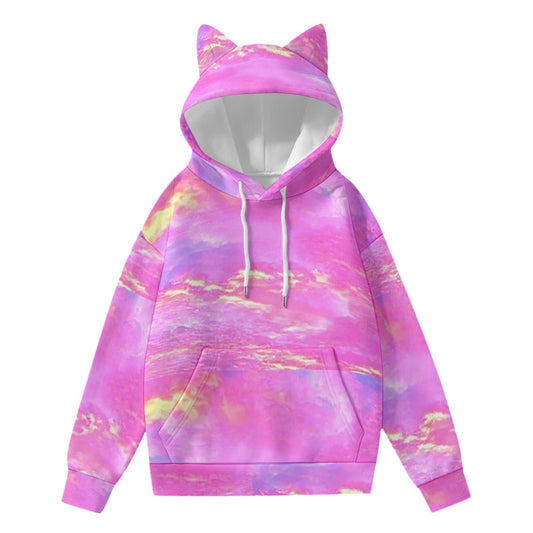 All-Over Print Women’s Hoodie With Decorative Ears