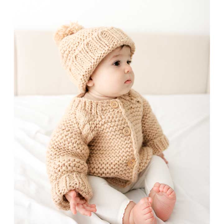 Latte Garter Stitch Cardigan Sweater Baby & Toddler: 18-24 months