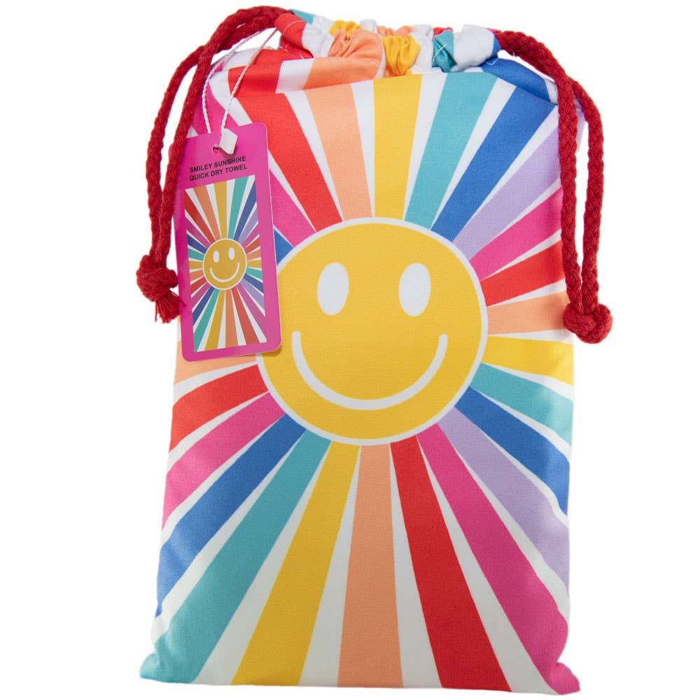 Happy Face Sunshine Quick Dry Beach Towels: OS / Rainbow