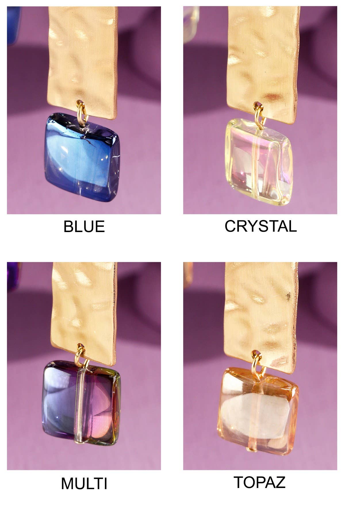 Hammered Texture Drop Rectangle Earring