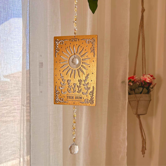 The Sun - Wooden Tarot Suncatcher