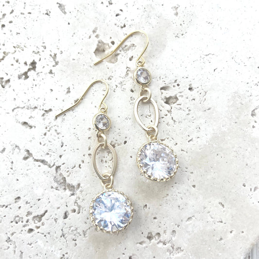 Matte Gold Crystal Earrings