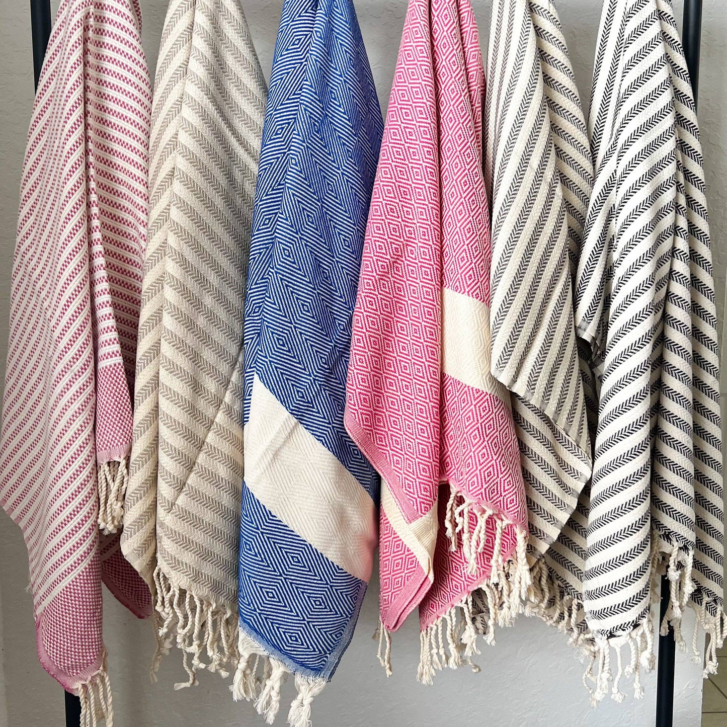 Black Striped Turkish Towel, Cotton Beach and Bath Towel