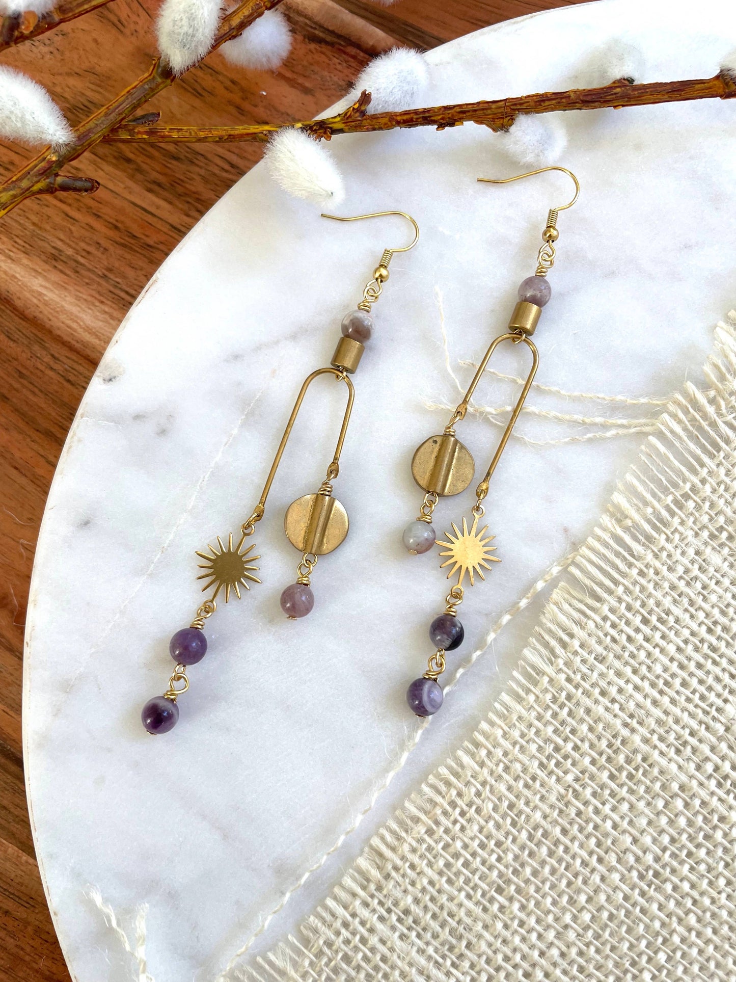 The Pisces Earring - Amethyst Celestial Mobile Earrings