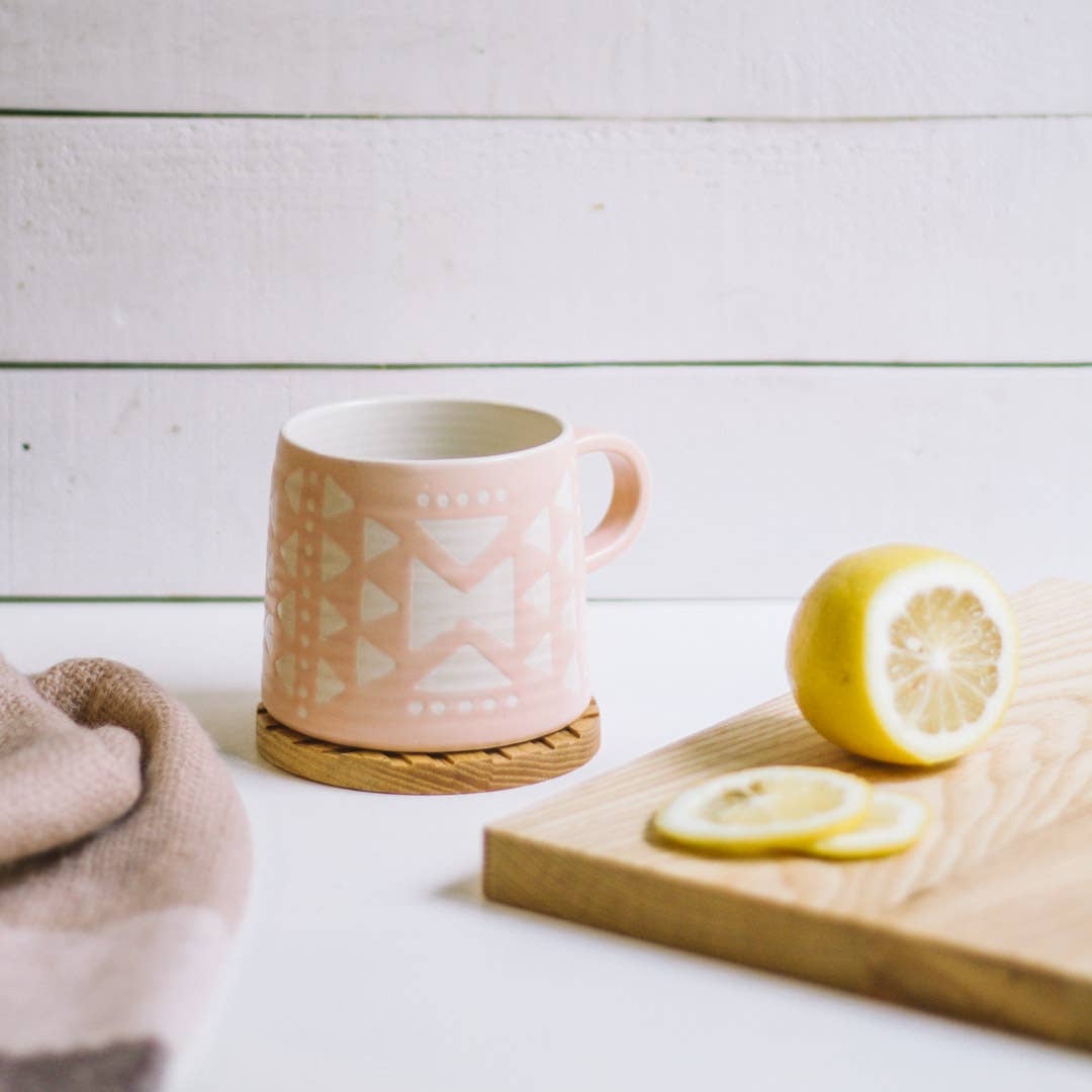 Danica Studio Pink Imprint Stoneware Mugs 12 oz