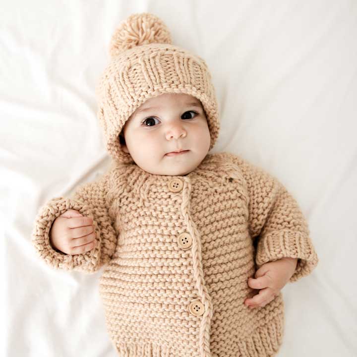 Latte Garter Stitch Cardigan Sweater Baby & Toddler: 18-24 months