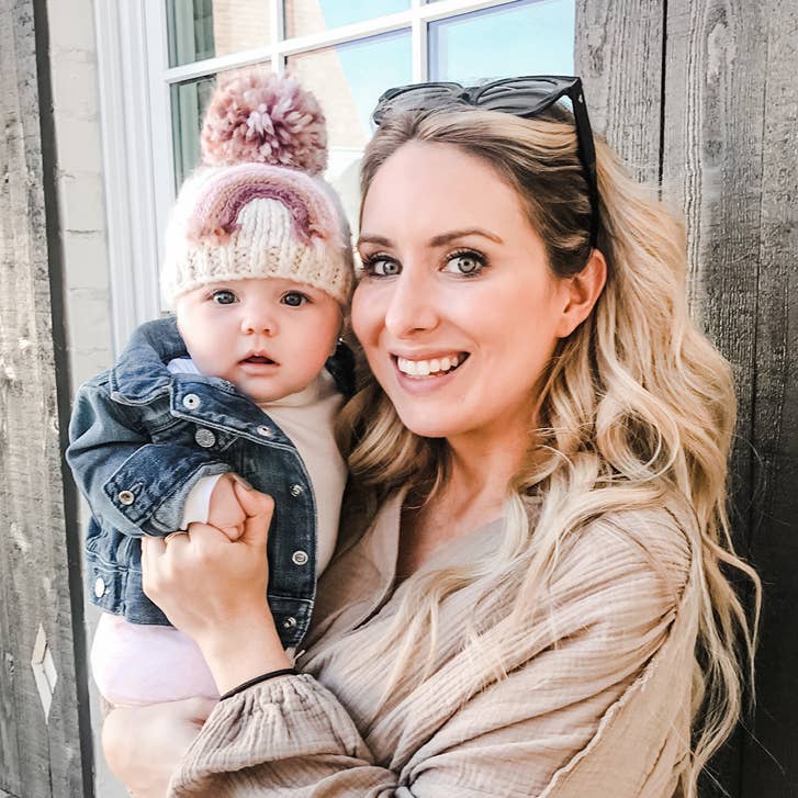 Mauve Rainbow Knit Beanie Hat Baby & Kids: L (2-6 years)