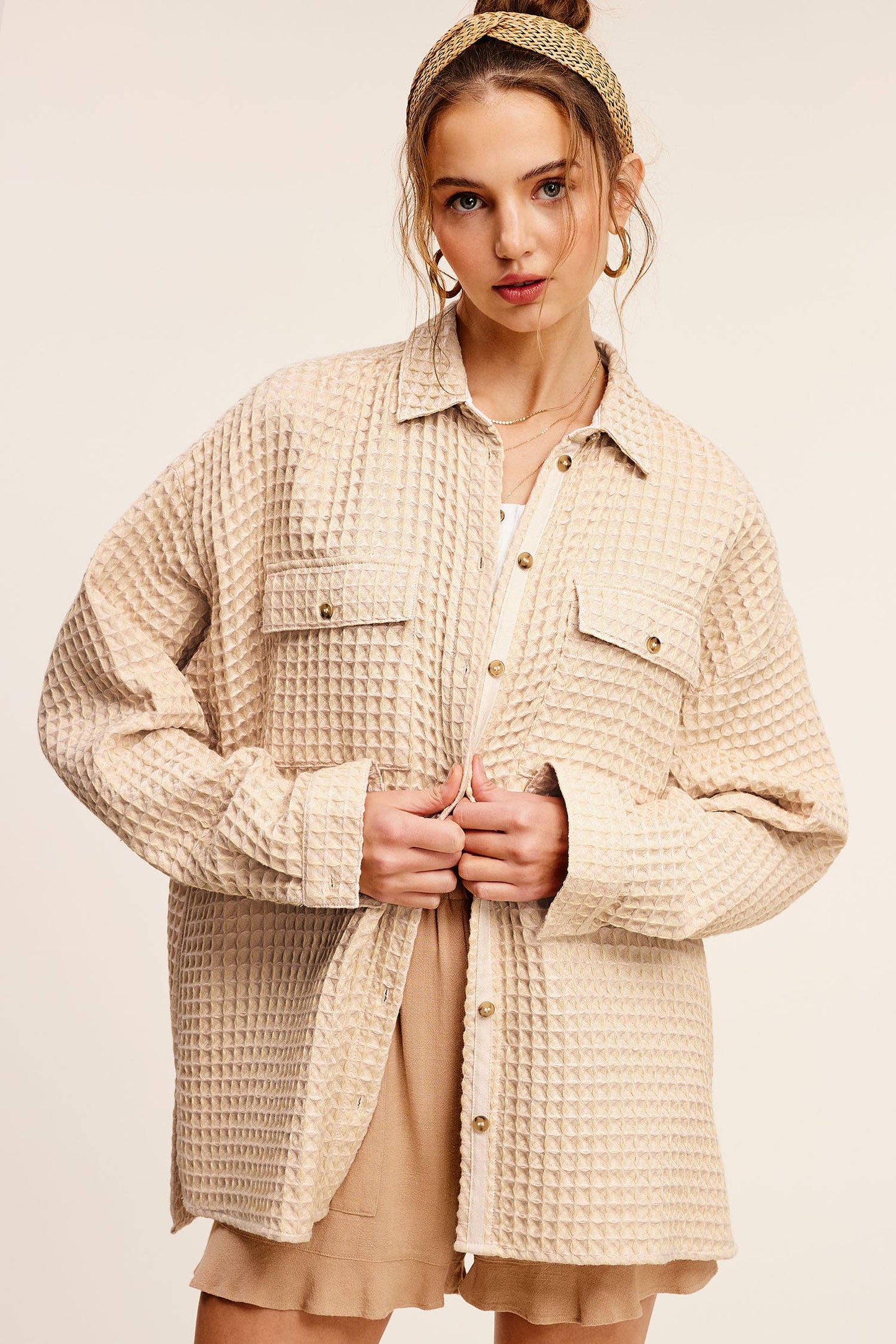 JKT1793-Waffle Textured Fall Winter Jacket: S / Caviar