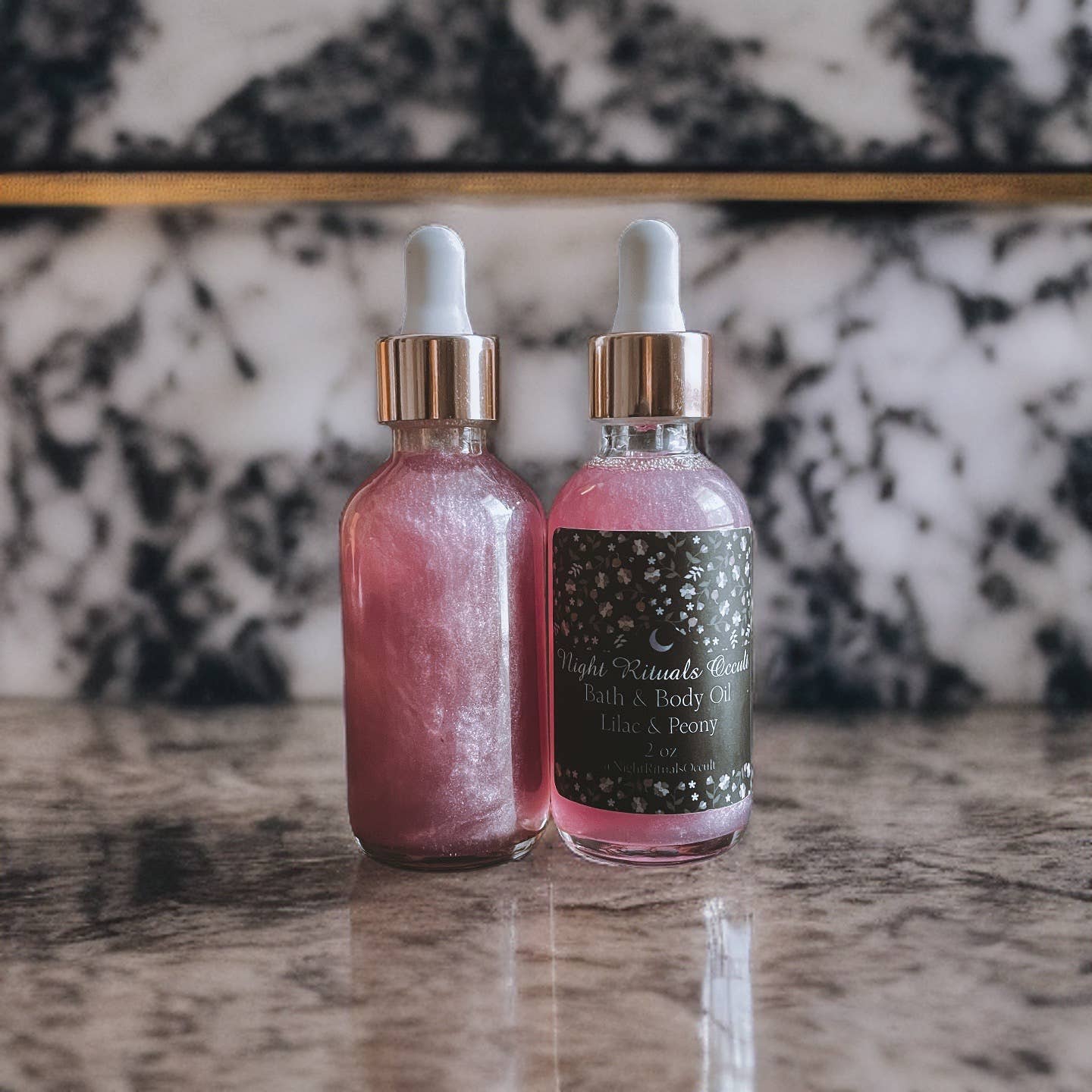 Radiate Me: Shimmering Peony & Lilac Body/ Bath Oil: Moonlight Iridescent