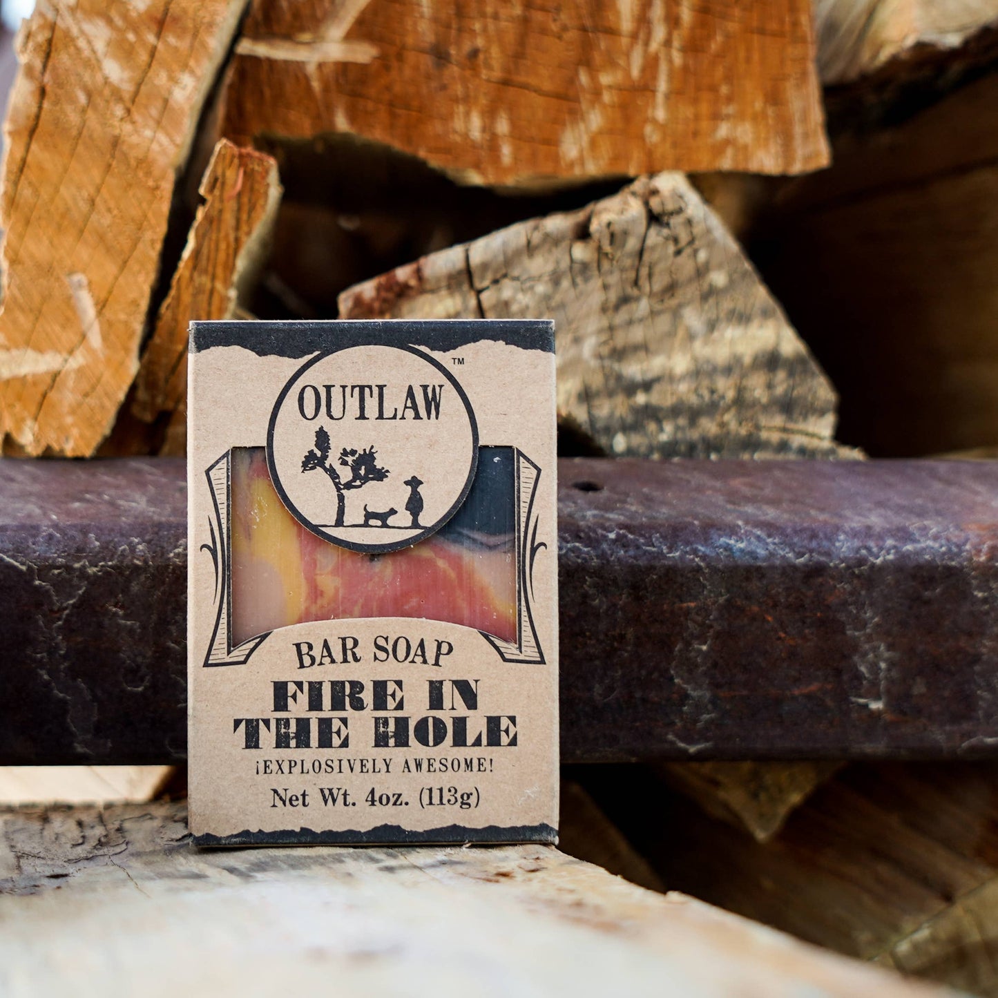 Fire in the Hole Handmade Soap: Campfire, Gunpowder, Whiskey