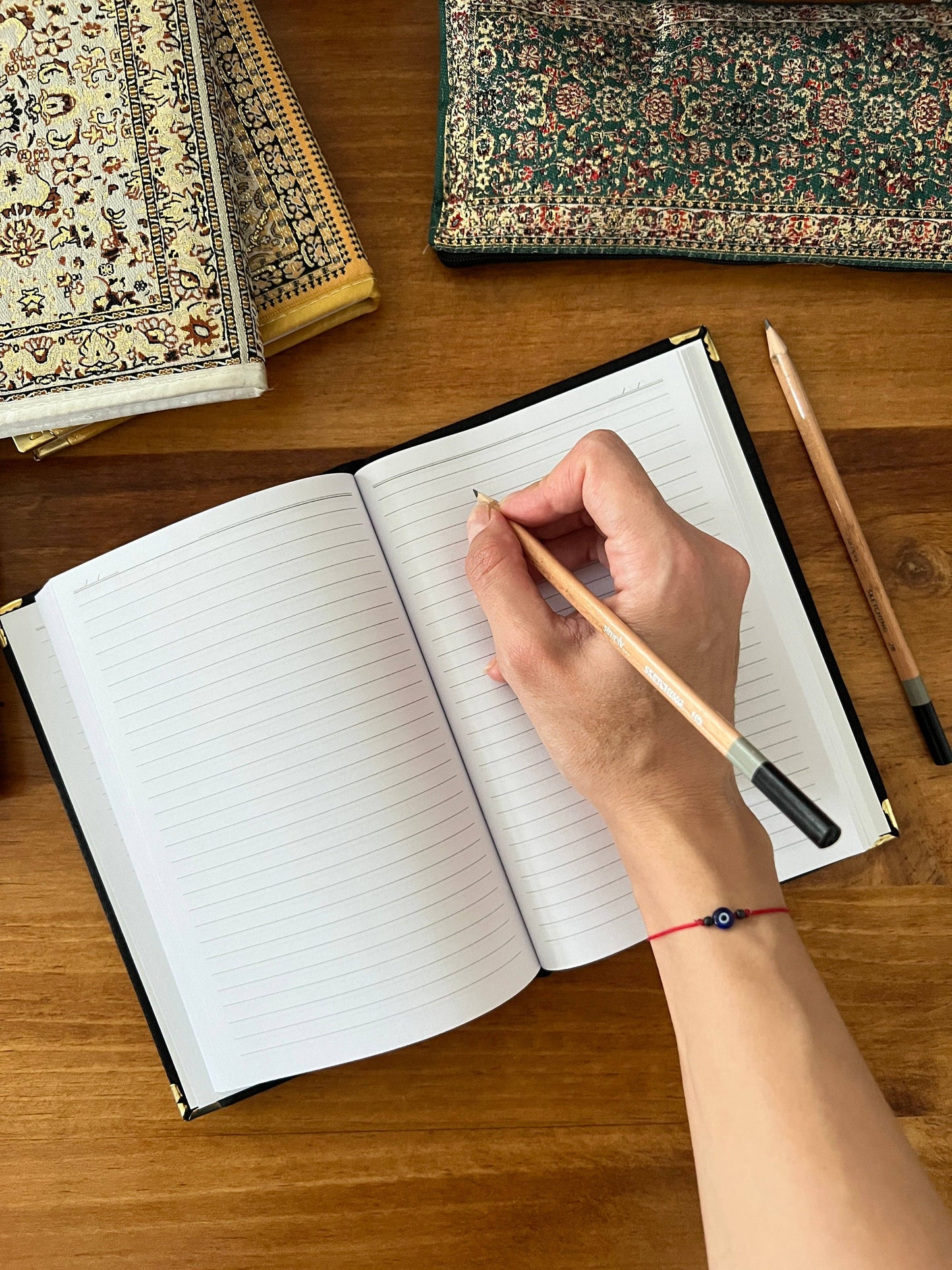 Large Notebook, Blue Floral Journal