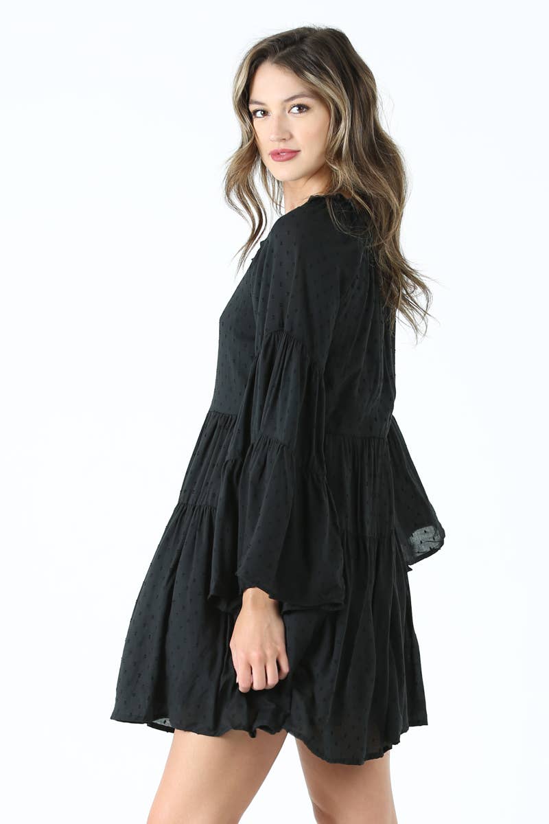 BELL SLEEVE SWISS DOT DRESS