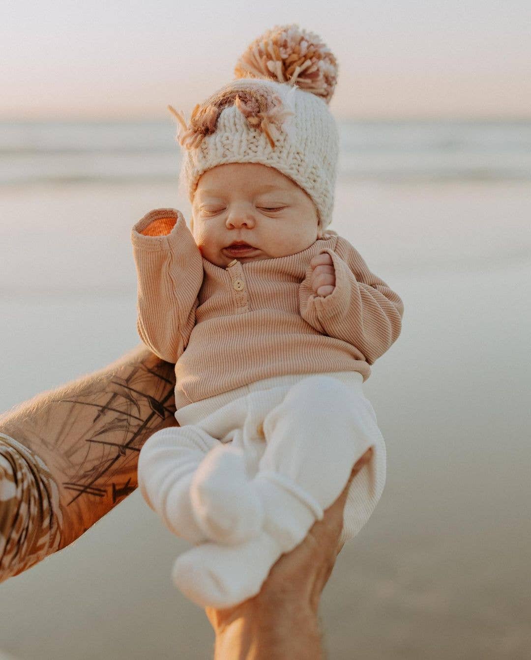 Mauve Rainbow Knit Beanie Hat Baby & Kids: L (2-6 years)